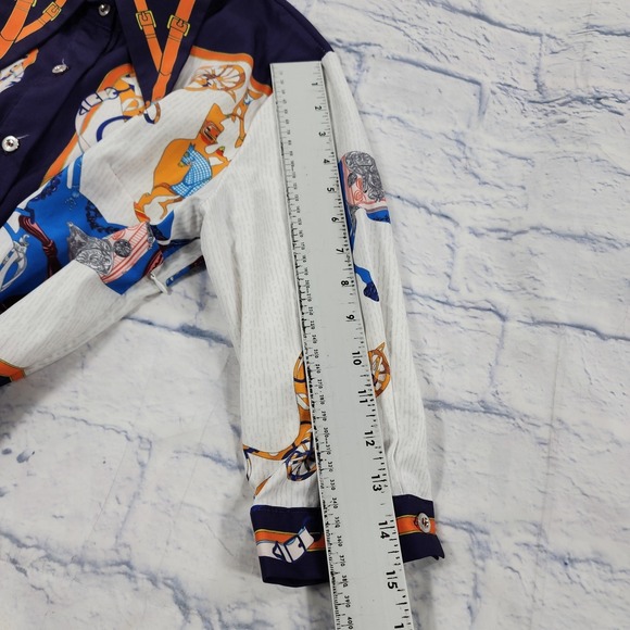 Dalia MacPhee Dress WOMENS L Equestrian Horse Print Shirt Dress Hi Low - Picture 8 of 16